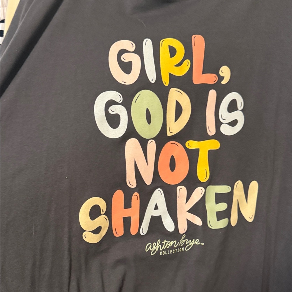 Next Level Grey Tee with Multicolor Text